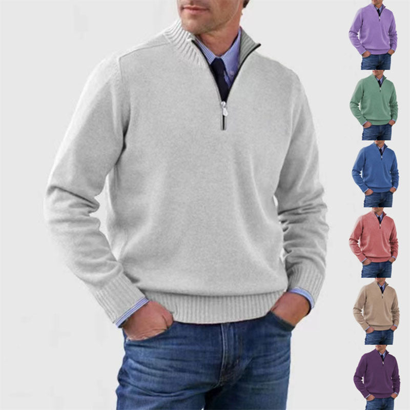 Classic Men’s Zip-Up Knit Sweater