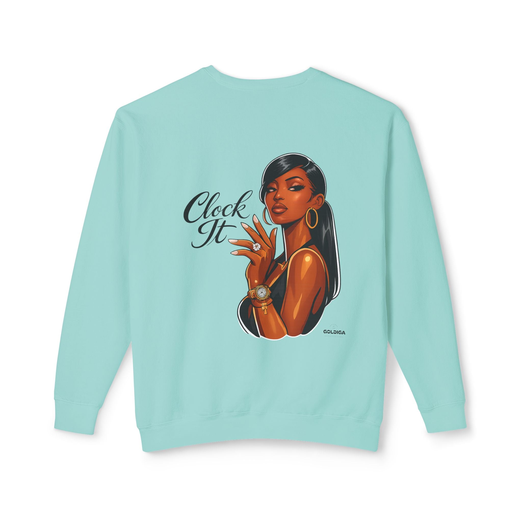Crewneck Sweatshirt - 'Clock It' Glam Girl Graphic