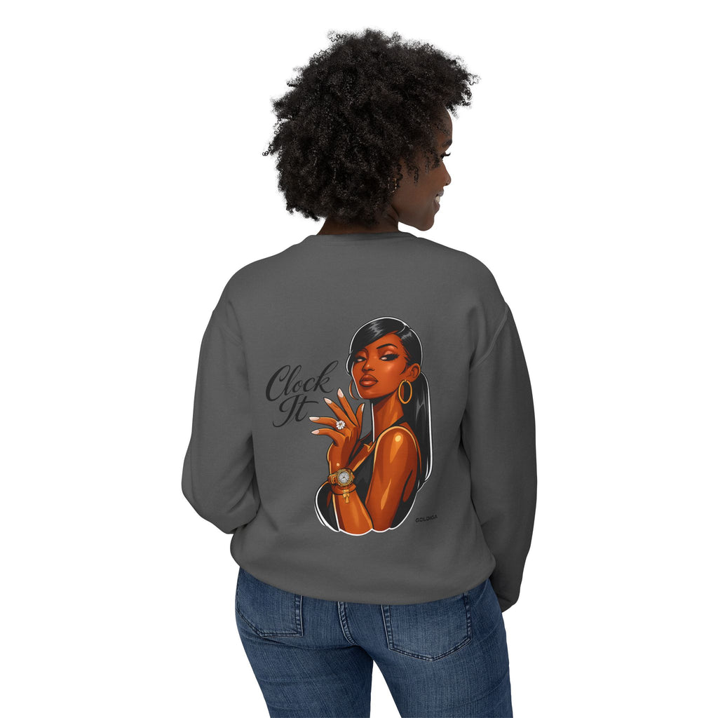 Crewneck Sweatshirt - 'Clock It' Glam Girl Graphic