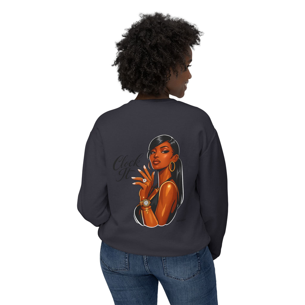 Crewneck Sweatshirt - 'Clock It' Glam Girl Graphic