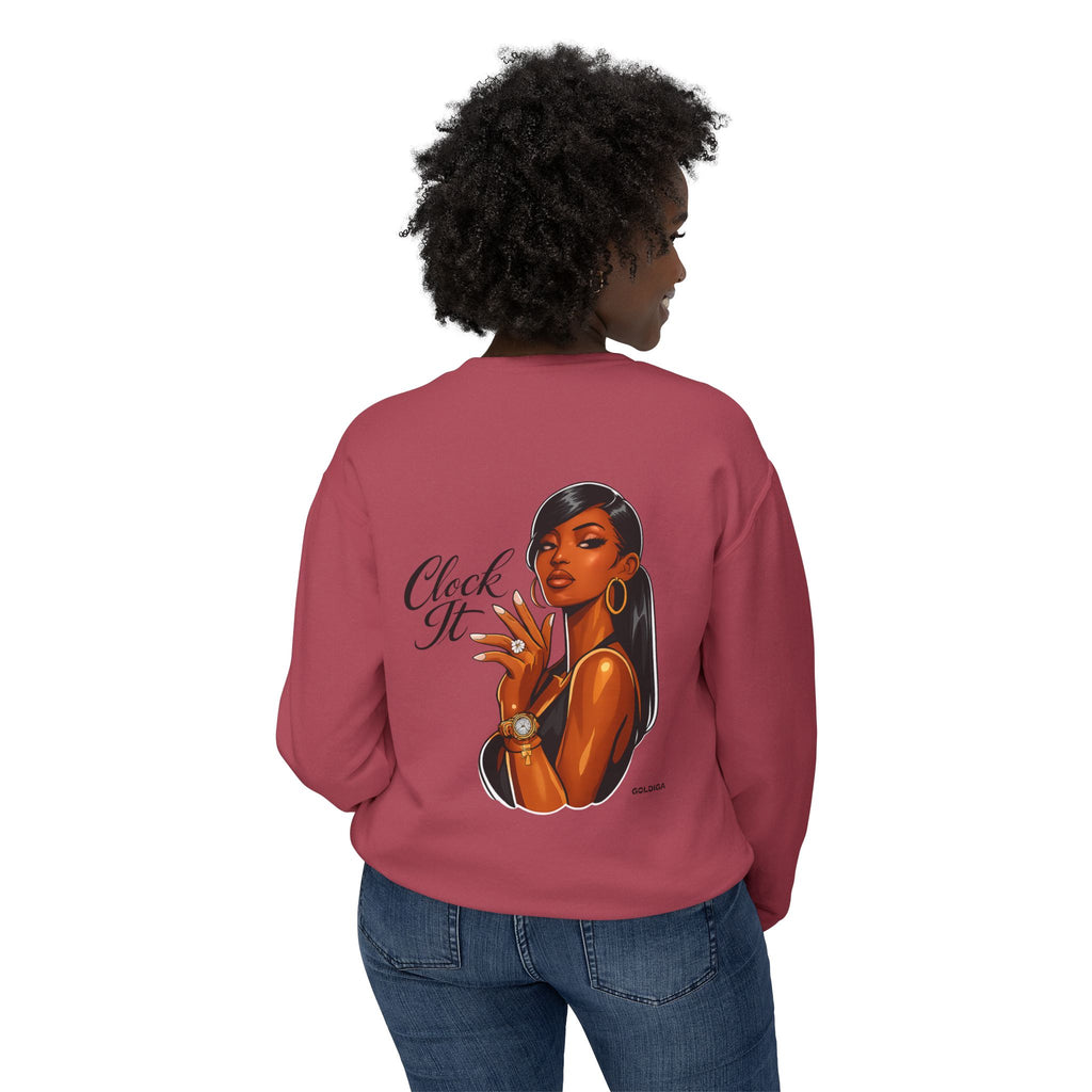 Crewneck Sweatshirt - 'Clock It' Glam Girl Graphic