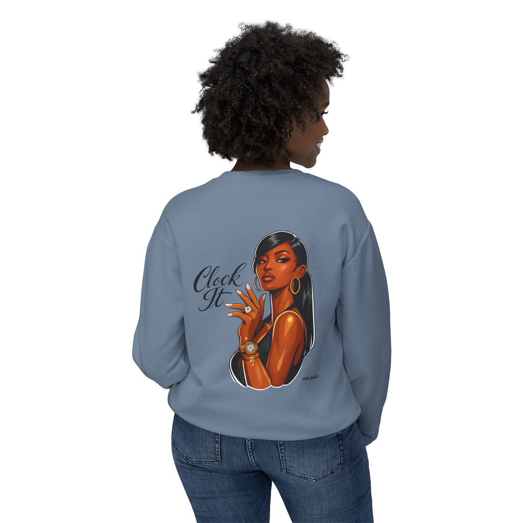 Crewneck Sweatshirt - 'Clock It' Glam Girl Graphic