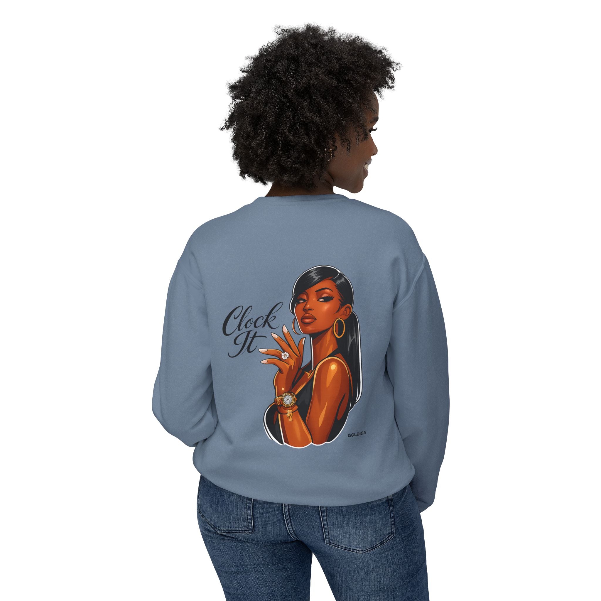 Crewneck Sweatshirt - 'Clock It' Glam Girl Graphic