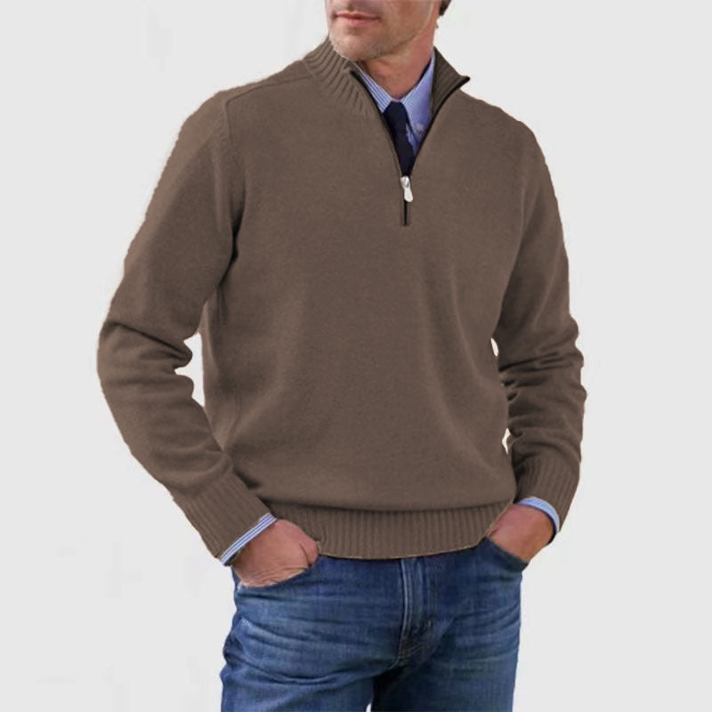 Classic Men’s Zip-Up Knit Sweater