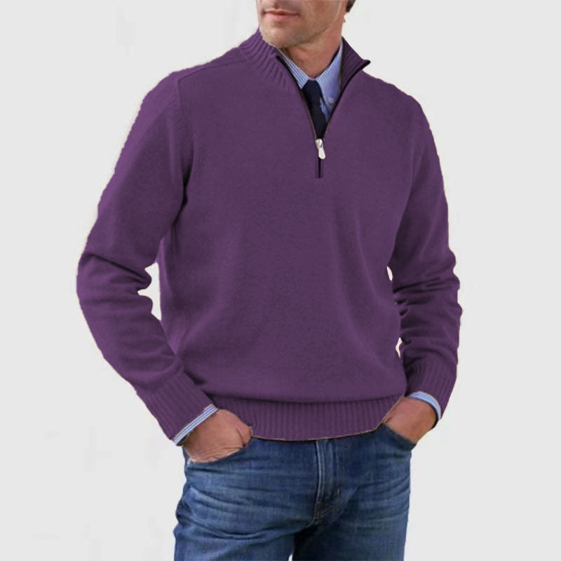 Classic Men’s Zip-Up Knit Sweater