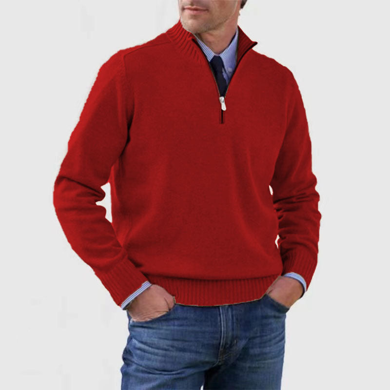Classic Men’s Zip-Up Knit Sweater