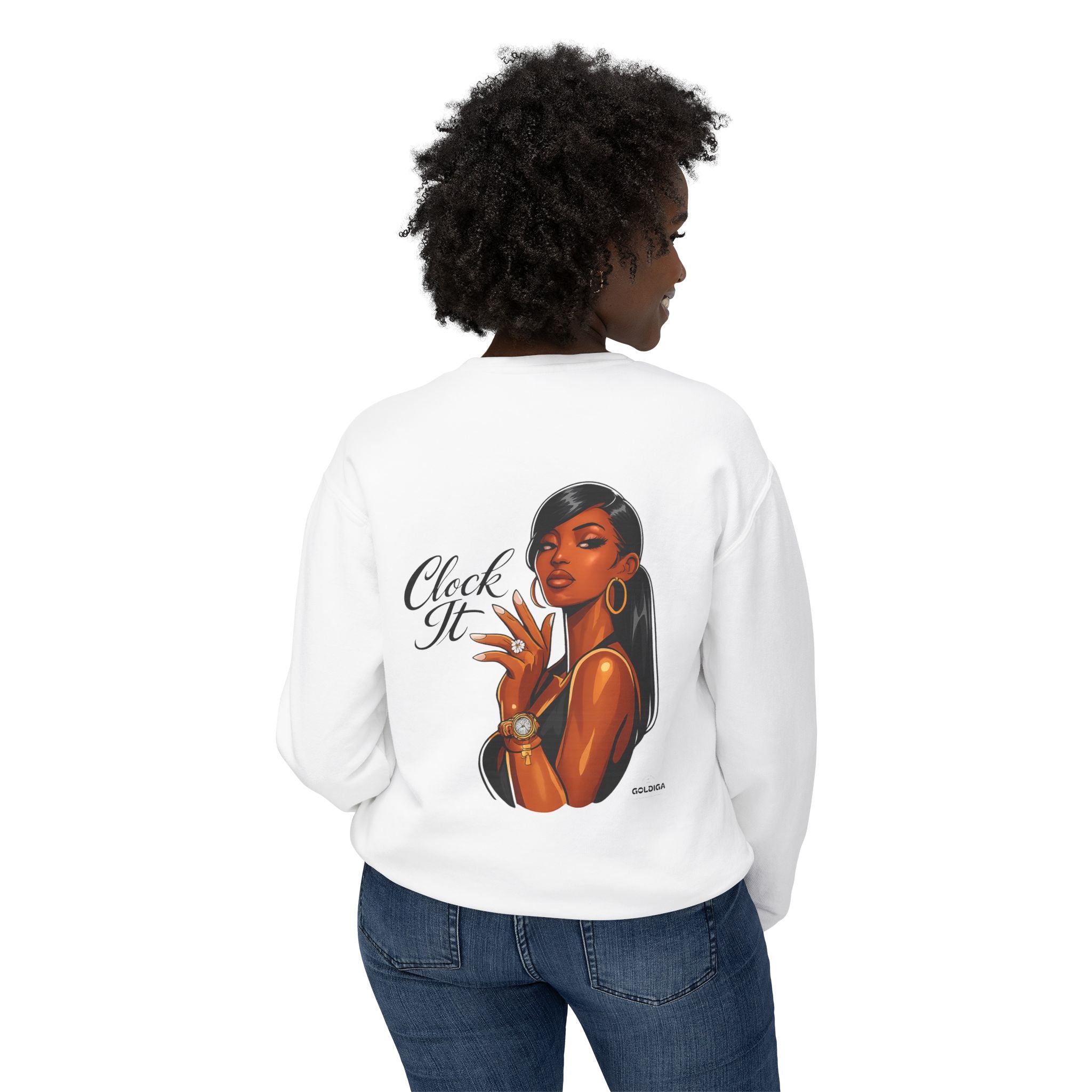 Crewneck Sweatshirt - 'Clock It' Glam Girl Graphic