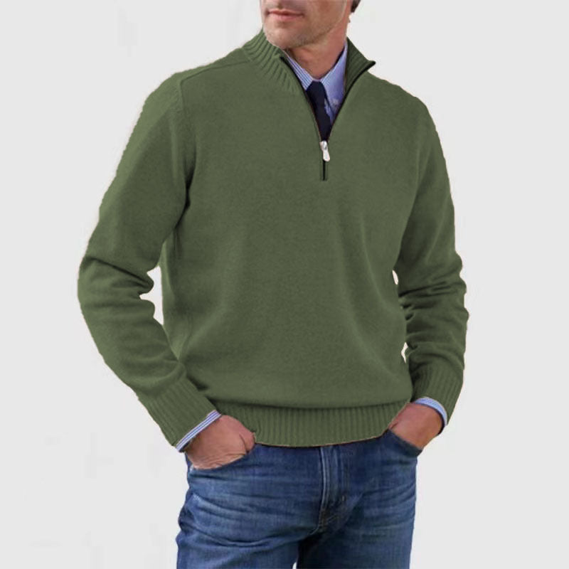 Classic Men’s Zip-Up Knit Sweater