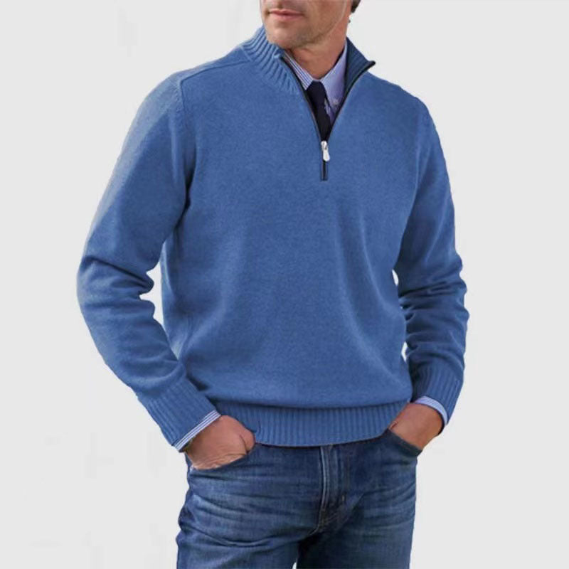 Classic Men’s Zip-Up Knit Sweater