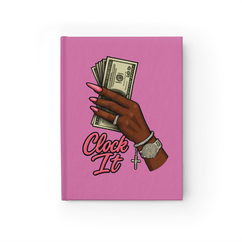 'Clock It' Cash & Bling Pink Hardcover Journal