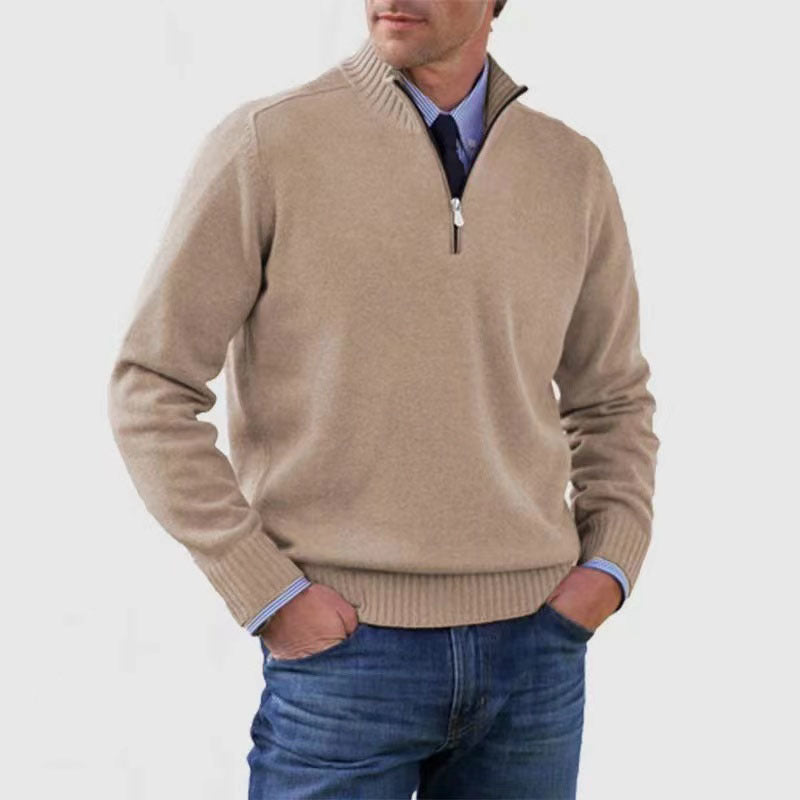 Classic Men’s Zip-Up Knit Sweater