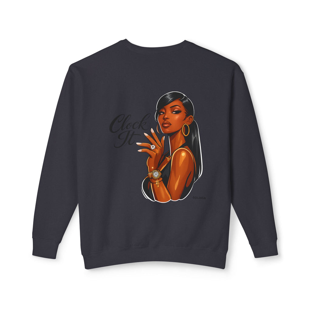 Crewneck Sweatshirt - 'Clock It' Glam Girl Graphic