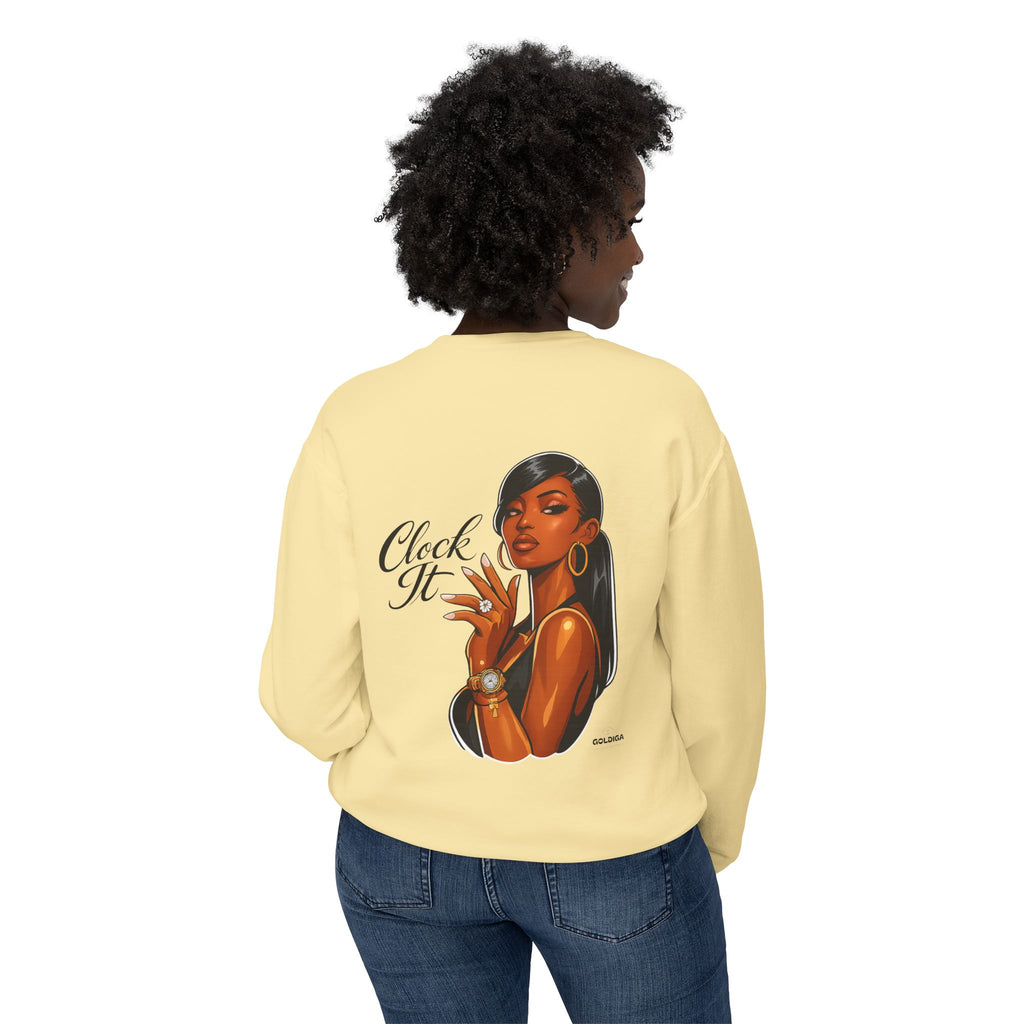 Crewneck Sweatshirt - 'Clock It' Glam Girl Graphic