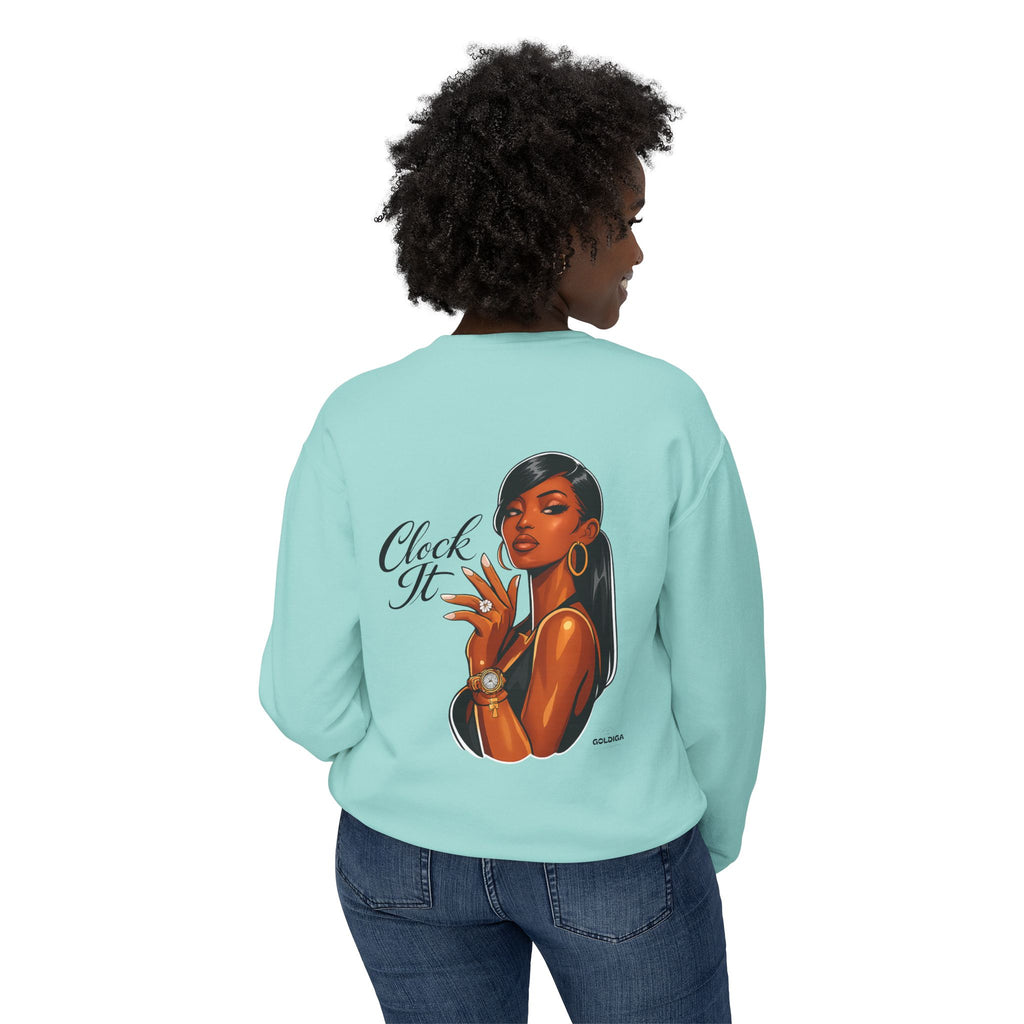 Crewneck Sweatshirt - 'Clock It' Glam Girl Graphic