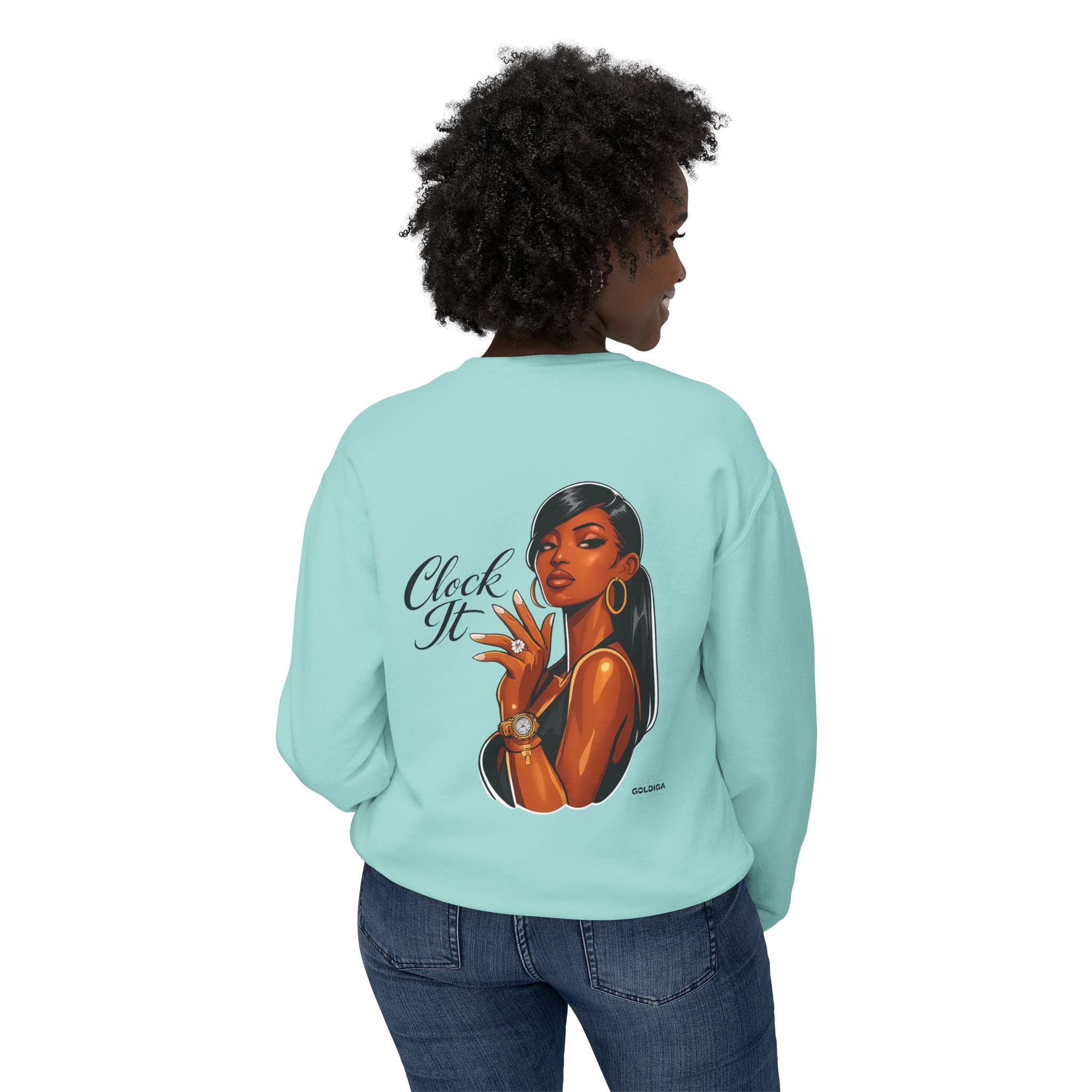 Crewneck Sweatshirt - 'Clock It' Glam Girl Graphic