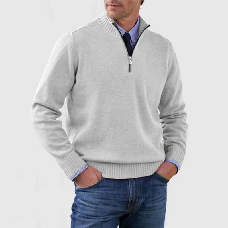 Classic Men’s Zip-Up Knit Sweater