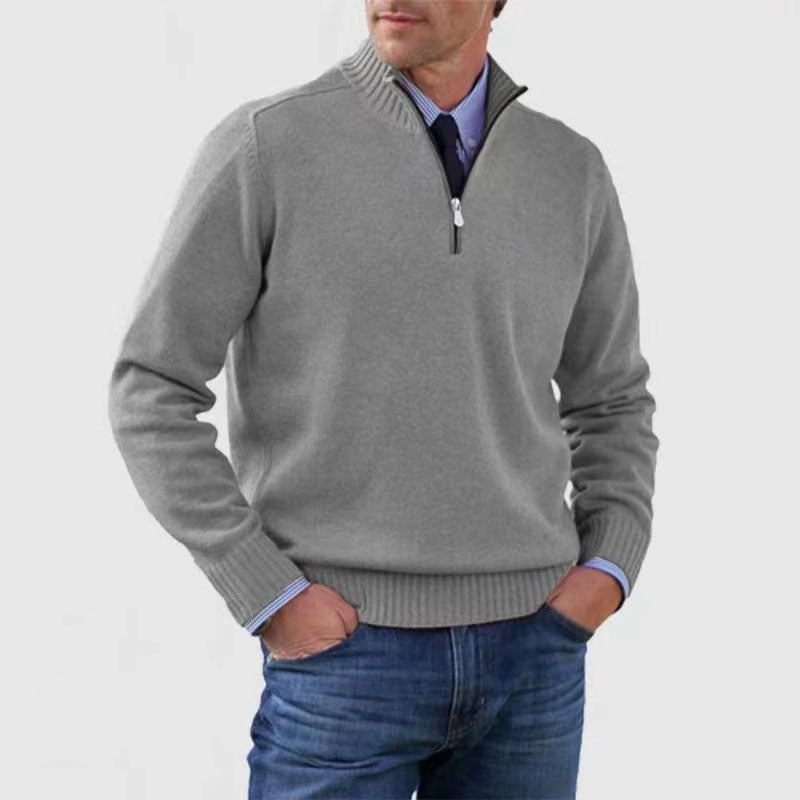 Classic Men’s Zip-Up Knit Sweater